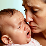 **A worried mother gently touching her baby's ear. The baby is crying and pulling at their ear. Soft, warm lighting. Focus on the mother's concerned expression.** (This illustrates the early signs of otitis – a baby showing discomfort and the mother's attentive observation.)