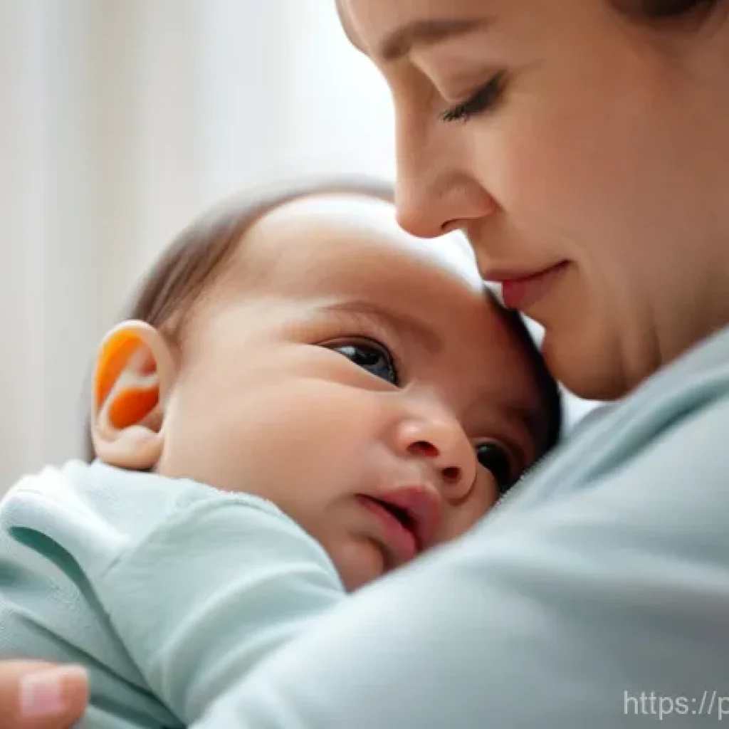 영유아 소화불량과 위장약 복용 기준 - **Prompt 1: A loving parent gently comforting a baby experiencing mild digestive discomfort.**
    "...