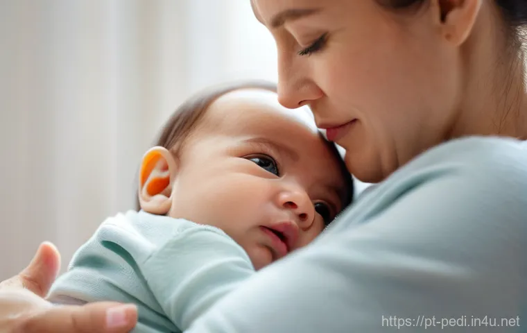 영유아 소화불량과 위장약 복용 기준 - **Prompt 1: A loving parent gently comforting a baby experiencing mild digestive discomfort.**
"...