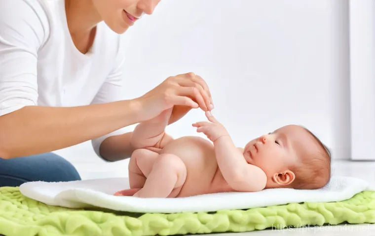 영유아 소화불량과 위장약 복용 기준 - **Prompt 1: A loving parent gently comforting a baby experiencing mild digestive discomfort.**
    "...